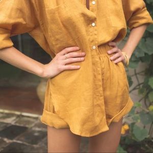 NWT - ÉSS THE LABEL Lolita Linen High Waisted Short in Marigold